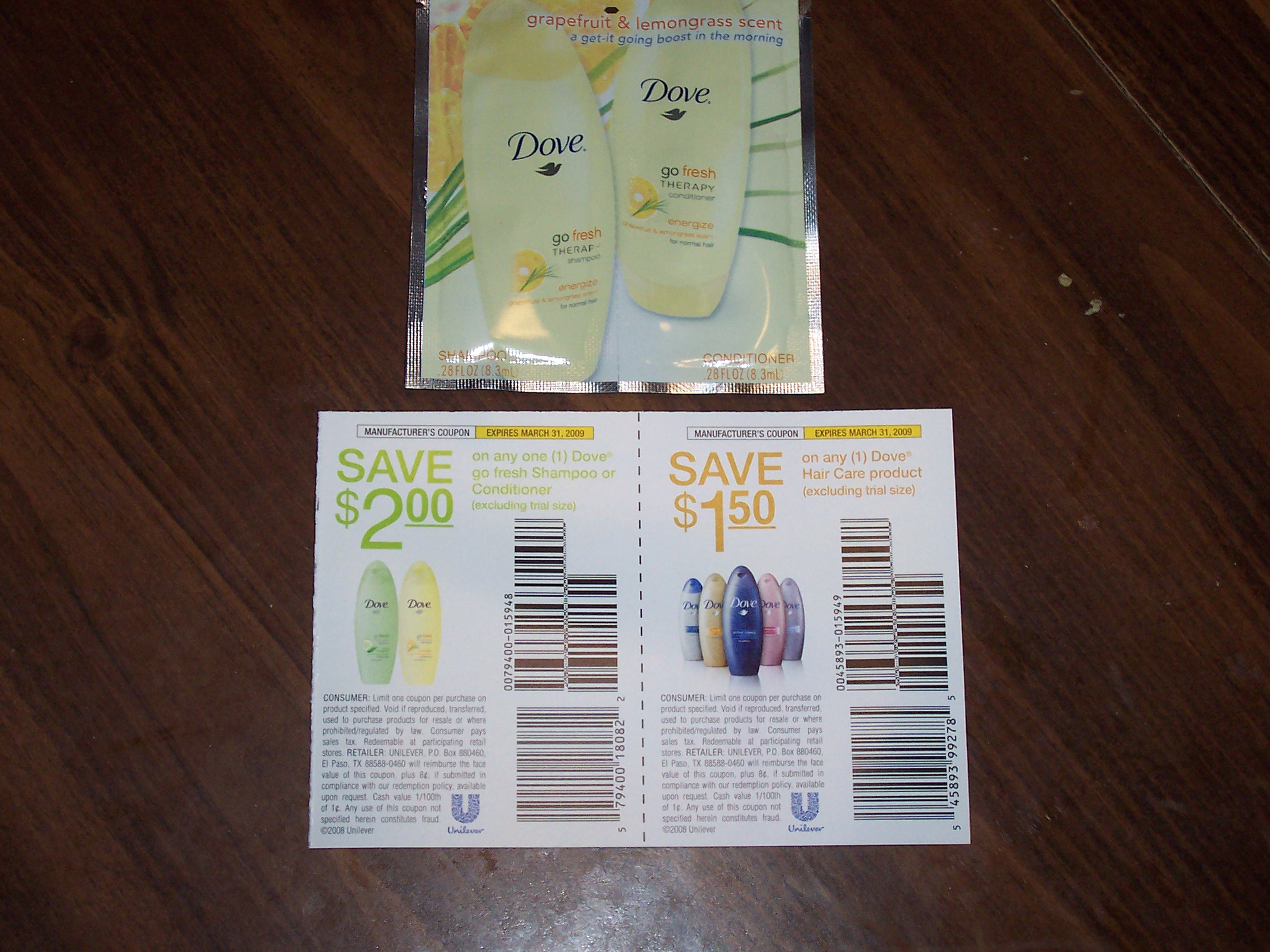 Dove go fresh shampoo and conditioner, 2 off and 1.50 off coupons