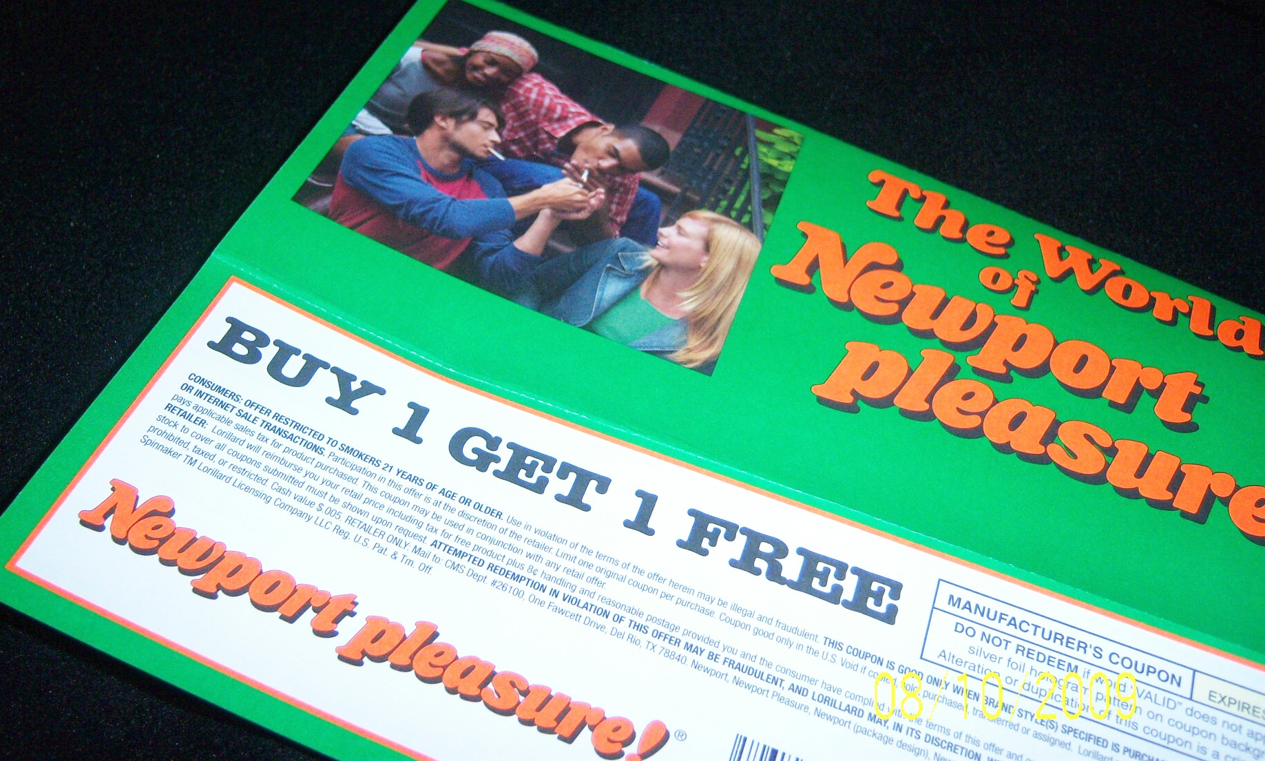 Buy 1 Get 1 Free pack of Newport cigarettes Coupon