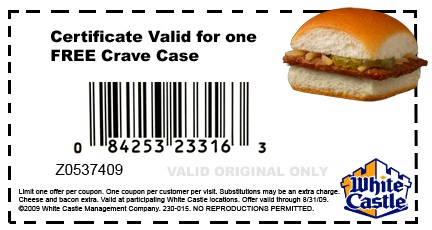 white castle coupons free crave case
