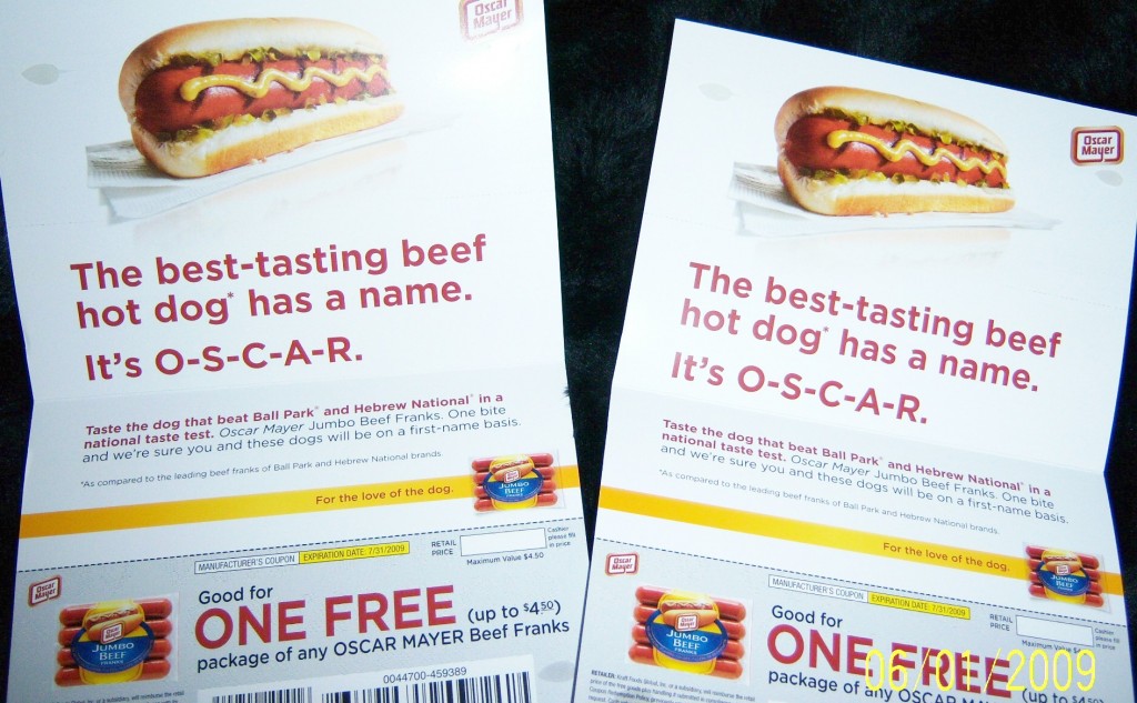 2 Free Oscar Mayer Beef Franks -coupons