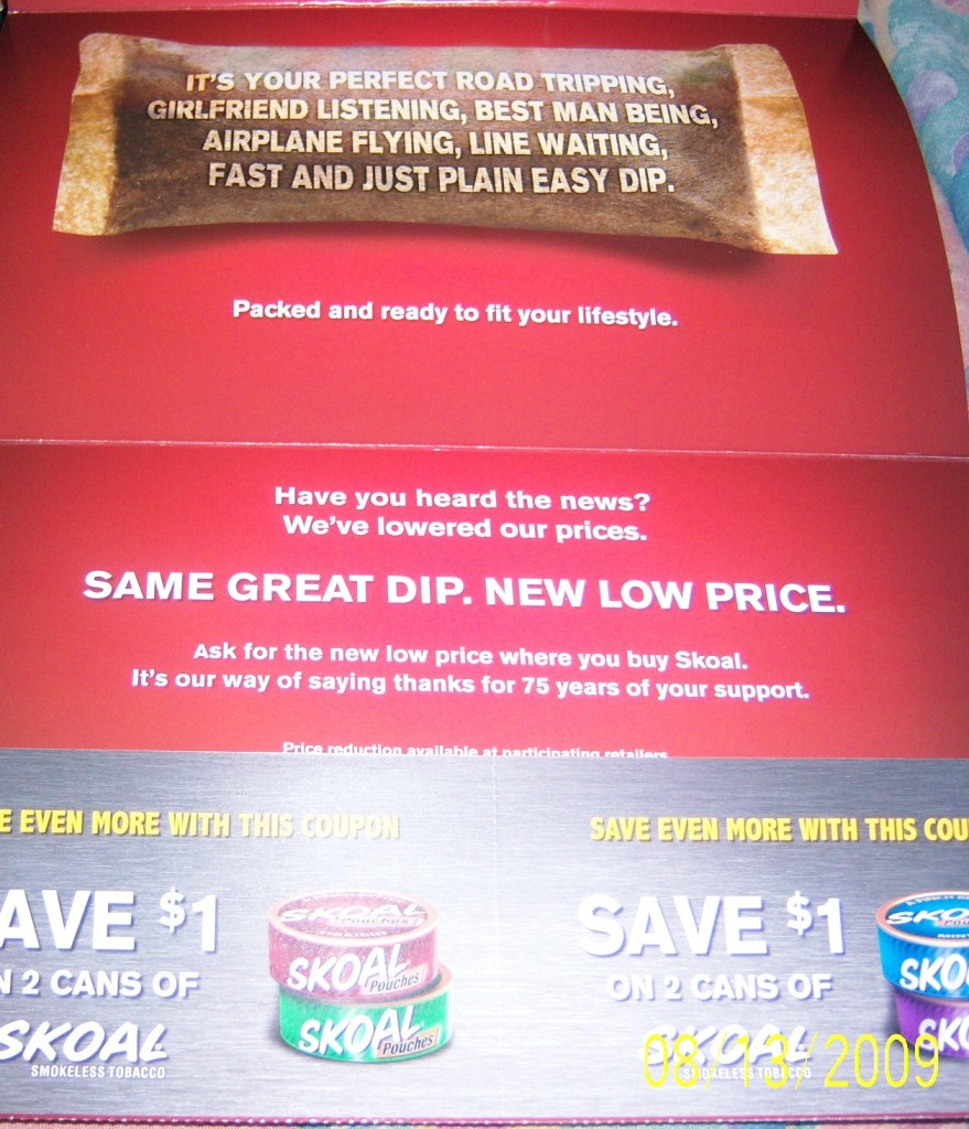 2 coupons Save 1 on two cans of SKOAL smokeless tobacco