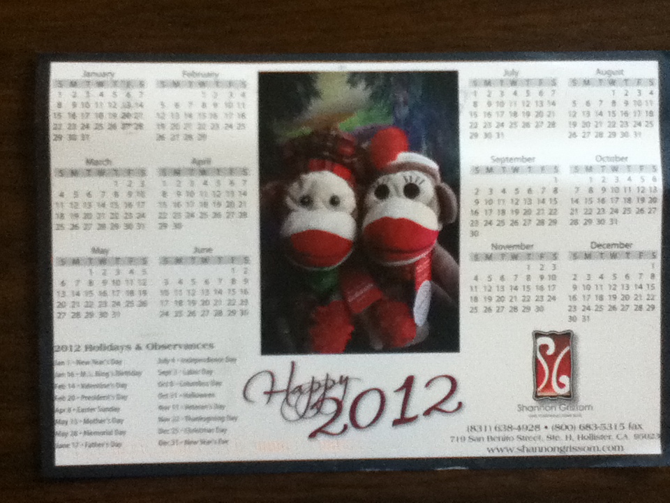 Calendar from Shannon maintains a studio in Hollister,California
