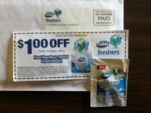 Tums freshers sample and a coupon