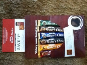 Nescafe Taster’s Choice samples and a coupon