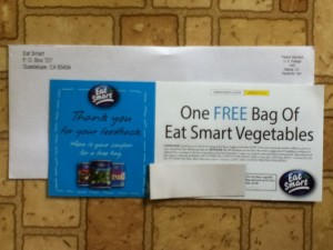 Coupon for One Free bag of Eat Smart Vegetables for feedback