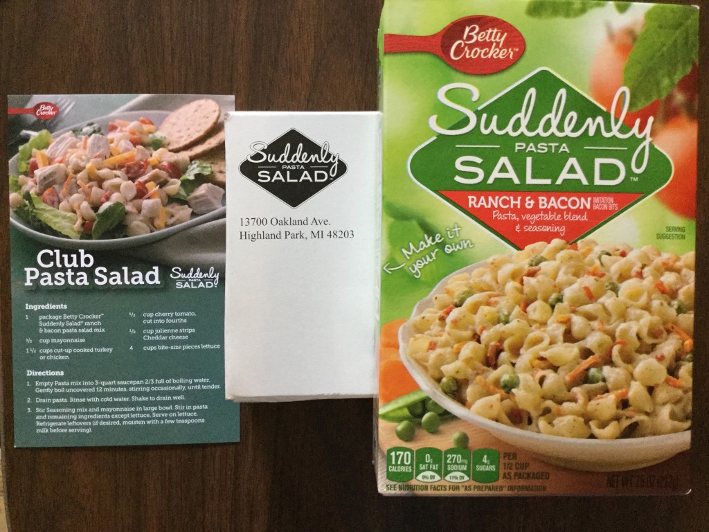 Full Sized Package of Suddenly Pasta Salad Ranch & Bacon Flavored from