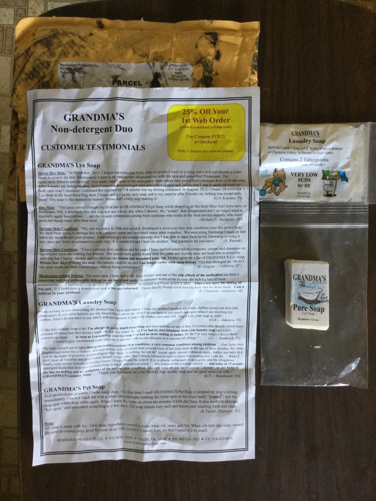 Free Grandma’s Laundry Soap and Pure Soap Lye Soap samples
