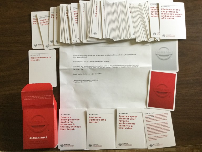 Free  Nissan branded deck of cards