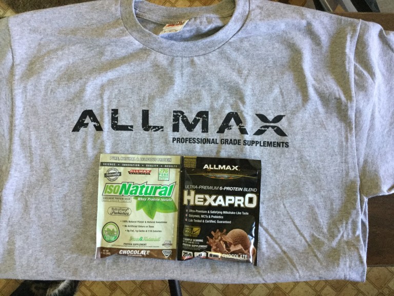 Free ALLMAX T-shirt and Iso-natural Chocolate Hexa PRO Chocolate protein samples