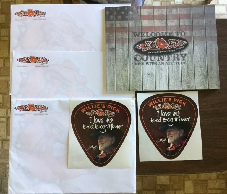 Free Willie’s Pick Bad Boy mowers Stickers