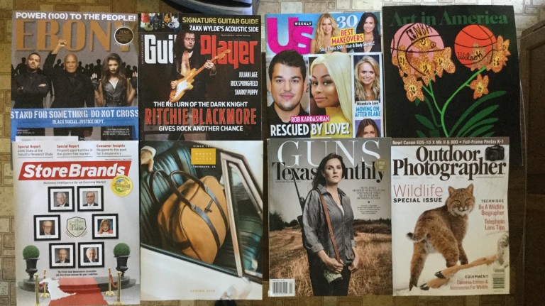 🛎 EBONY 🎸 Guitar Player 🎬 US Weekly 🎨 Art in America 💈 Store Brands 👜 Moore & Giles 🔫 The Gun Issue Texas Monthly 📸 Outdoor Photography 📷 🔨