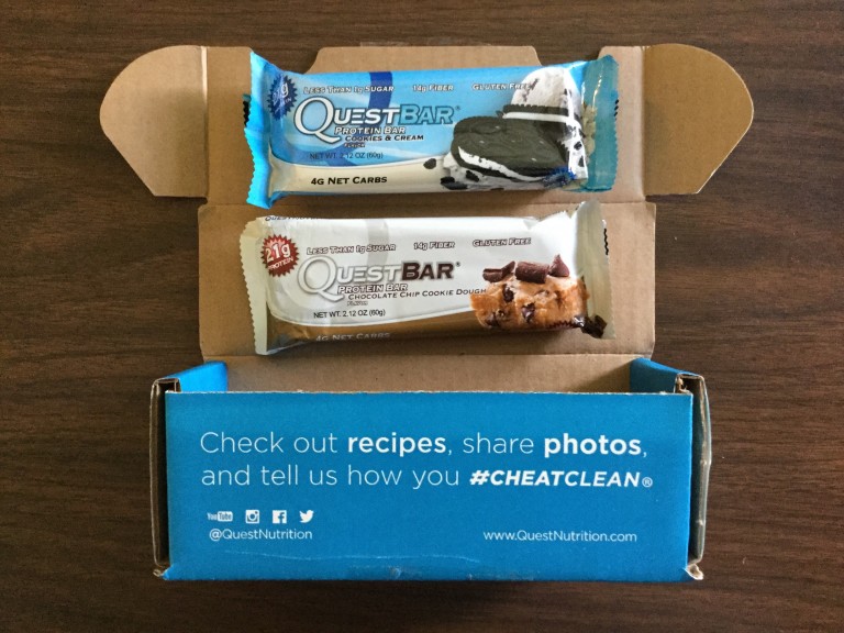 Free  Cookies & Cream and Chocolate Chip Cookie Dough Quest Bars