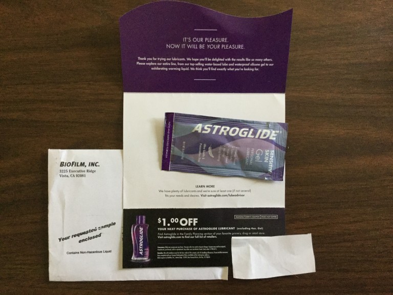 Free Astroglide sensitive skin Gel personal lubricant
