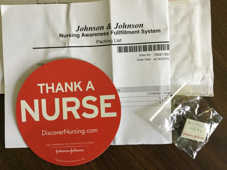 Free Nurses Heal Pin and Red Thank a NURSE Magnet