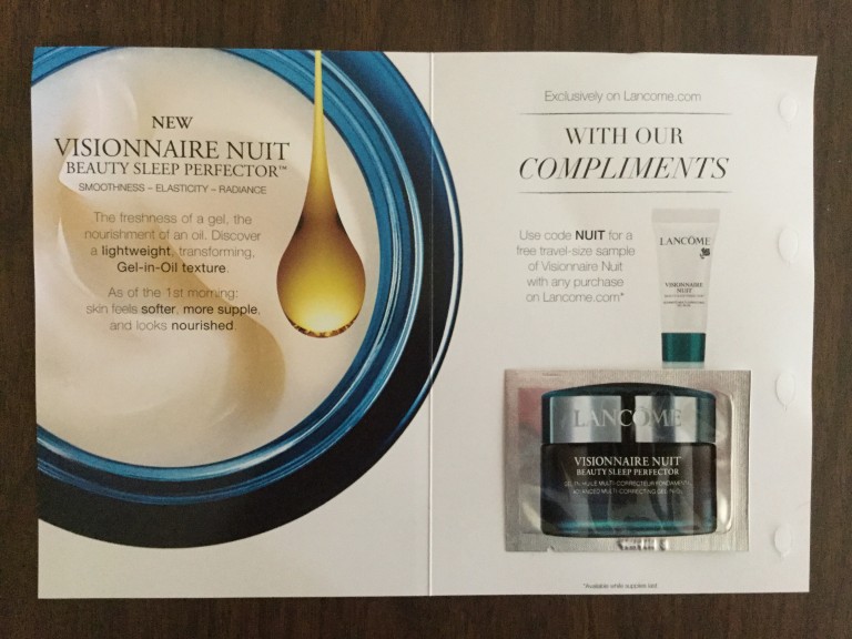 Free Lancôme Visionnaire Nuit Beauty Sleep Perfector sample