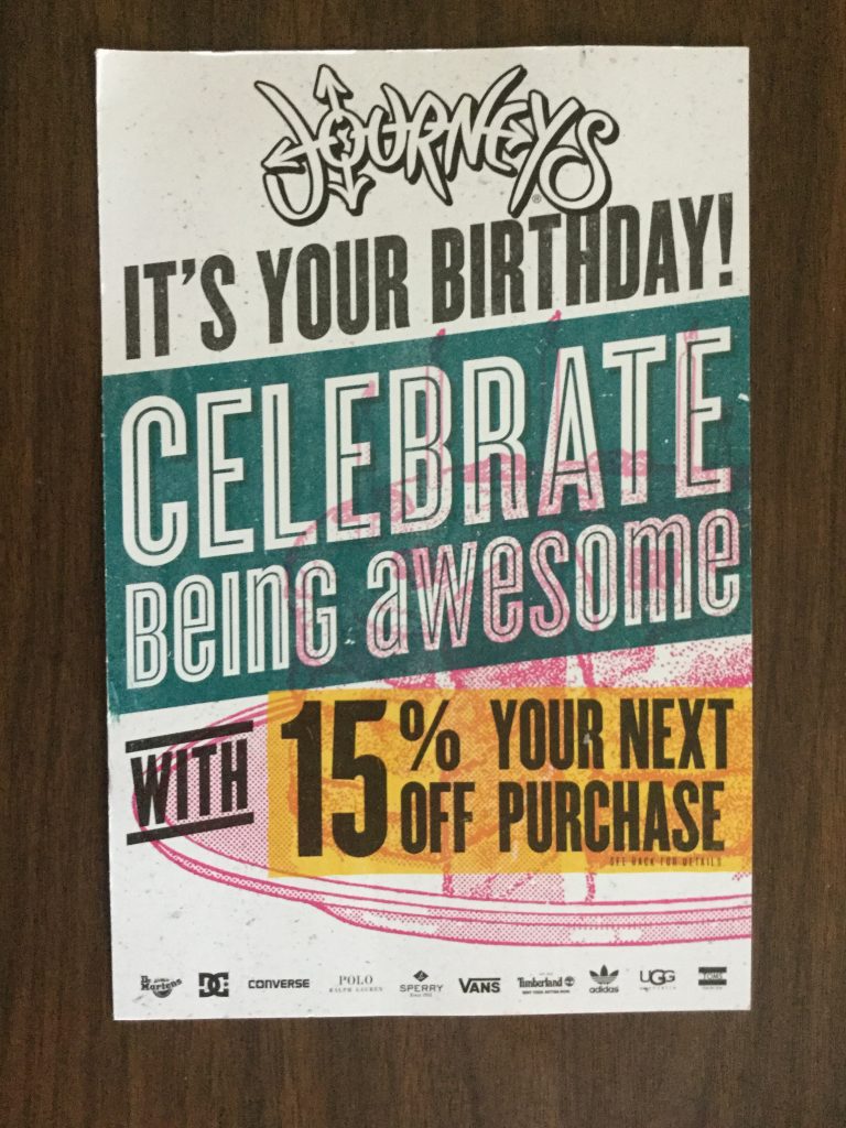 📬 🎉Thank you very much Journeys🎁 ✨for my Birthday discount Card🍰 🎂