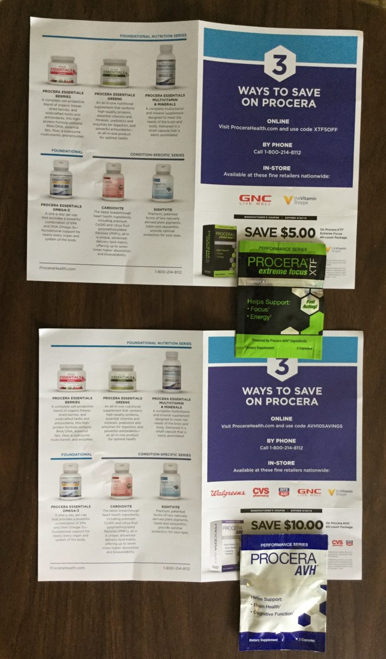 Free PROCERA Extreme Focus Energy & Cognitive Health and AVH Brain Health support Capsules