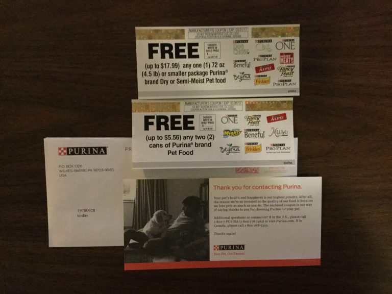 Free Purina pet food coupons