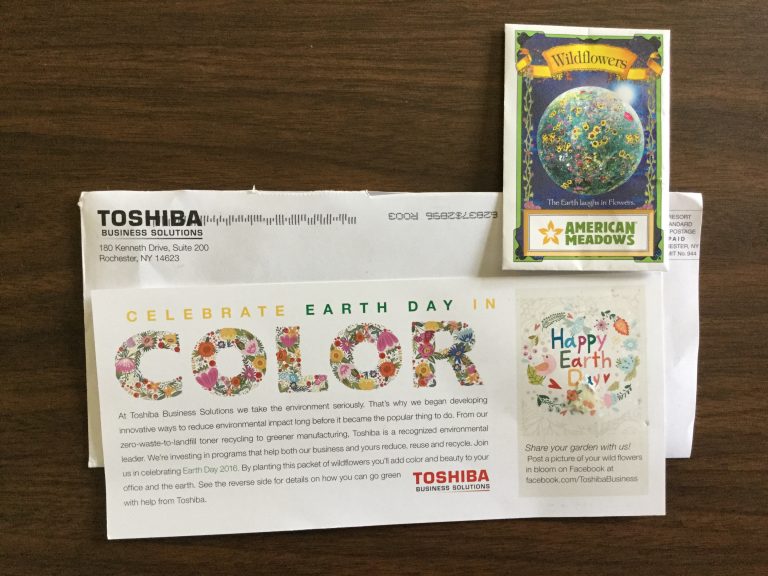 Free Happy Earth Day Wildflower seeds from Toshiba