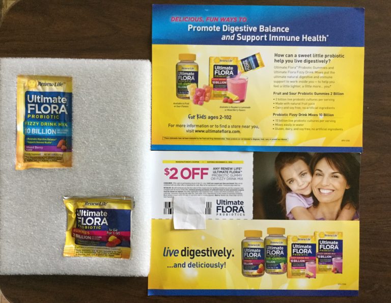 Free  Renew Life Ultimate FLORA Probiotics Fizzy Drink Mix and Gummies