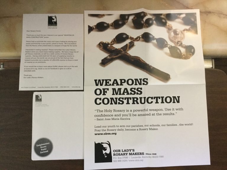 Free  Our Lady’s Rosary Makers WEAPONS OF MASS CONSTRUCTION Poster