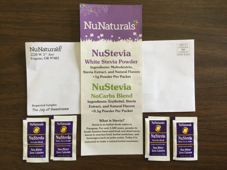 Free NuNaturals NuStevia NoCarbs Blend Non-Bitter Zero Calories samples