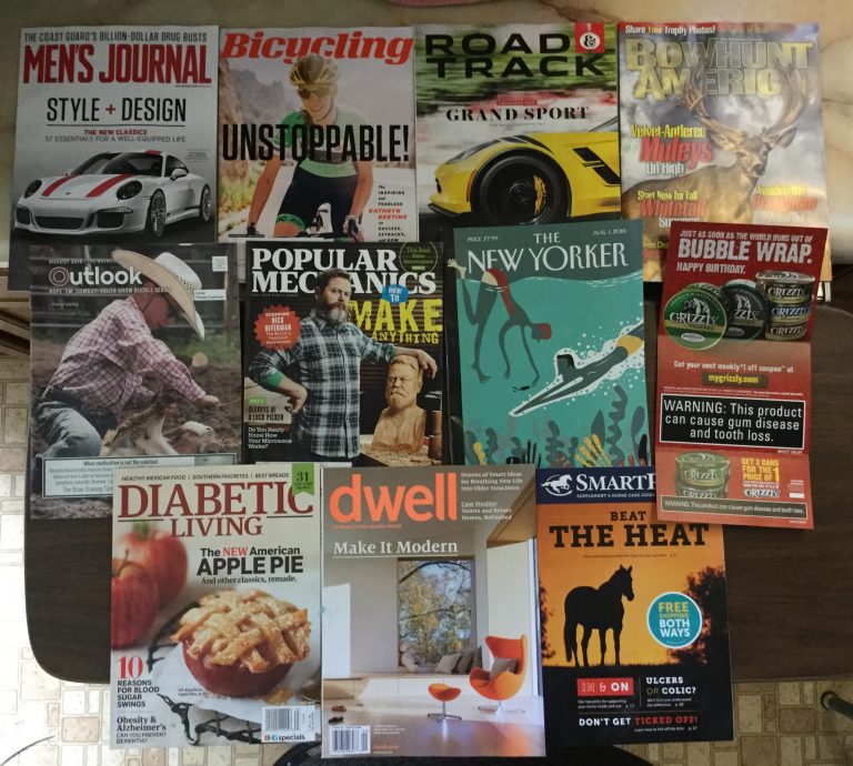 📬 07-28-2016 Free Mail 🏎Men’s Journal 🚴🏻 Bicycling 🚗 Road&Track 🏹 BowHunt America 🐐 The Wayne County Outlook 💣🔨Popular Mechanics 🗽 The New Yorker 🐼 Grizzly coupon 🍎 Diabetic Living 🏡 dwell 🐴 SmartPak 📚 🐝