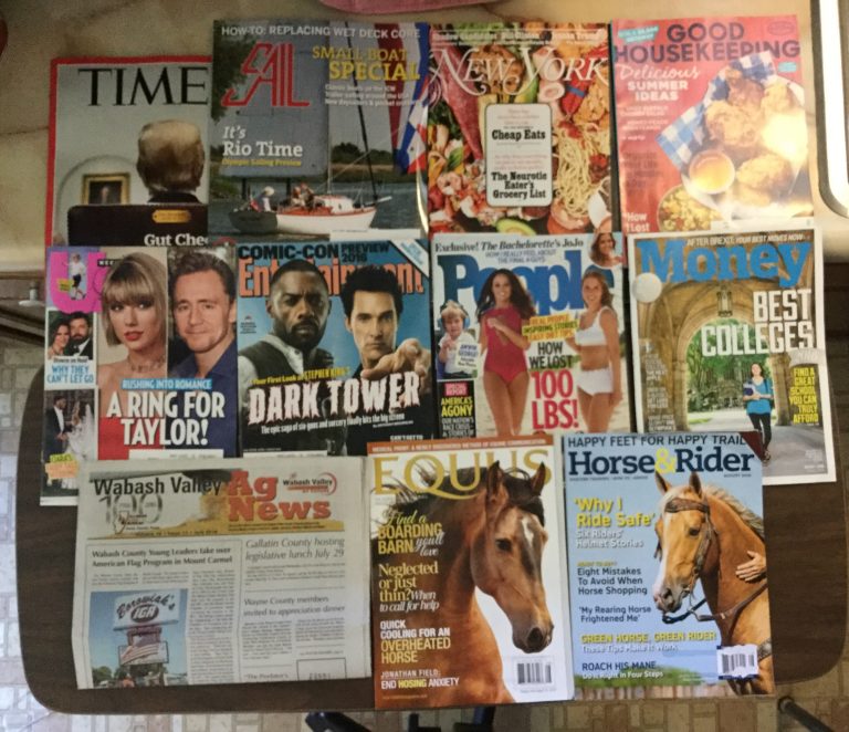 📬7-16-2016 Free Mail ⏰TIME ⛵️Sail🗽 New York 🍳 Good Housekeeping 👬 US Weekly 🎭Entertainment 👨‍👩‍👧‍👧 People 💰Money 🌽Wabash Valley Ag News 🏇 EQUUS 🐴 Horse&Rider 📚