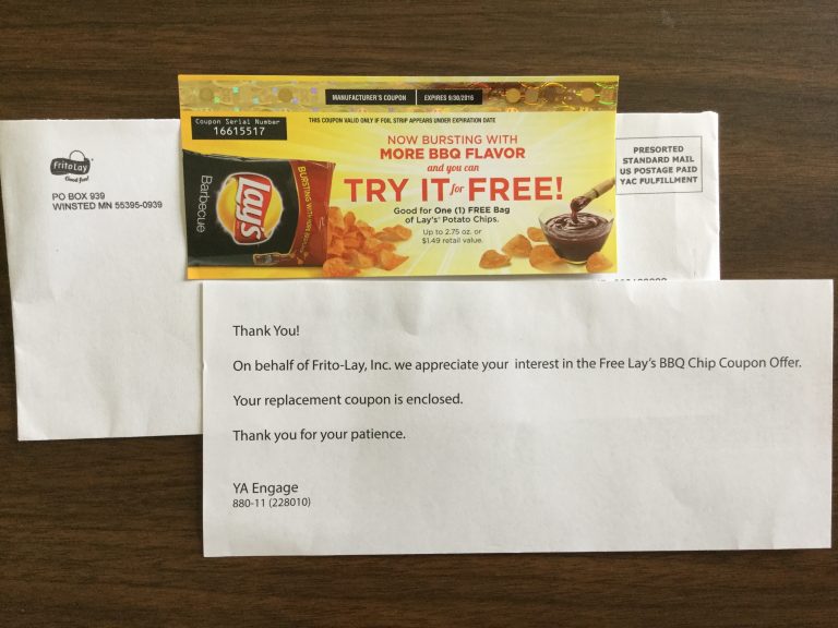 Free Lays Barbecue Potato Chips