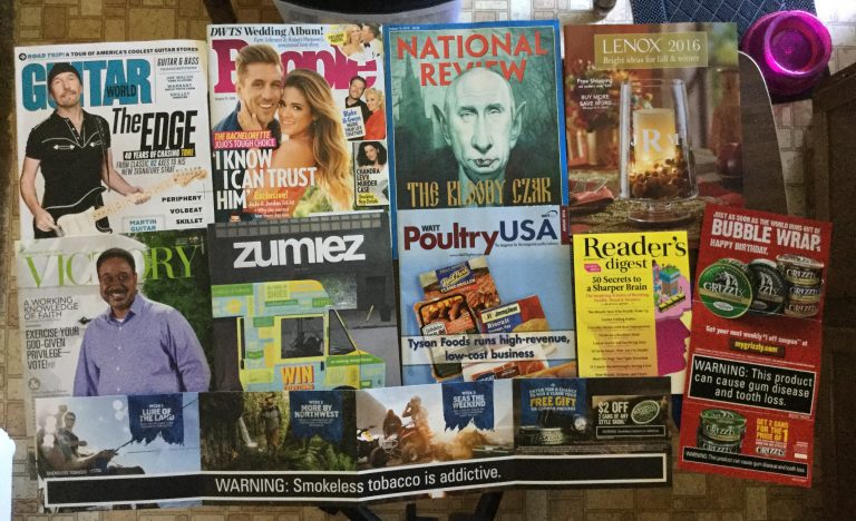 📚 8-8-2016 FREE mail 🎸 Guitar World 👫 People 🕵🏻National Review ☃ LENOX 2016 🙇🏻 Believers Voice of Victory 🎽 Zumiez 🐓WATT Poultry USA 📖 Readers Digest 🐃 Grizzly and SKOAL coupons 🚬🌴