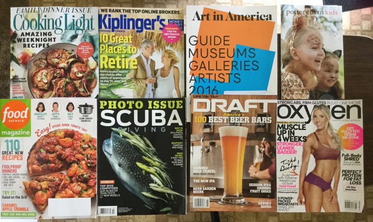 🎉📚 8-11-2016 Free mail 🍎 Cooking Light 💰 Kiplinger’s Personal Finance 🎨 Art in America 👭 Pottery Barns Kids 🍕 Food Network 🐬 Scuba Diving 🍺 Life on the Tap Draft 👙 Oxygen 🌴 ✨