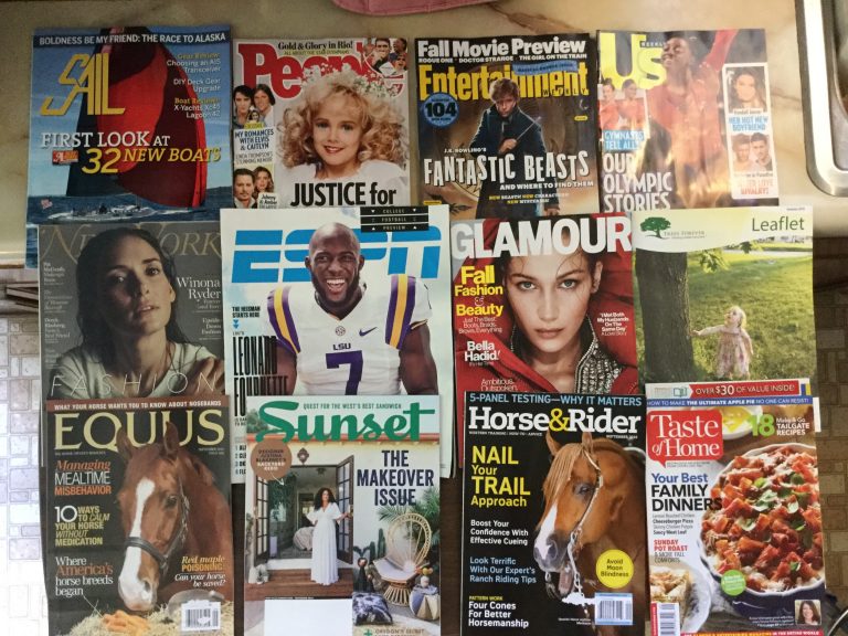 📬 8-12-2016 📚Free mail ⛵️ Sail 👧🏼 People 🎲 Entertainment Weekly 👙 US Weekly 🗽 New York 🏈 ESPN 👠 Glamour with lots of samples 🌳 Trees Forever – Leaflet 🐴 EQUUS 🌅 Sunset 🏇 Horse & Rider 🍲 Taste of Home 🍽🌶