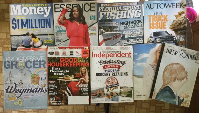 📬8-18-16 Free mail 💰Money 💇🏾 Essence 🐠 Florida Sport Fishing 🚙 AutoWeek 🏪 Progressive Grocer 🏡 Good Housekeeping 🍓Progressive Grocer Independent 🎽 Johnny Was 🗽 The New Yorker 📚