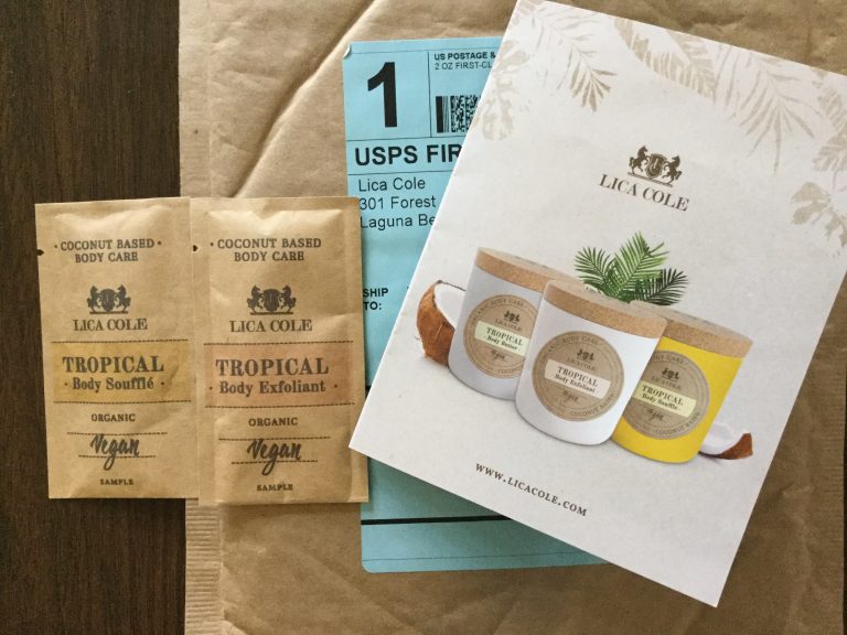 Free LICA COLE Tropical Body Soufflé and Tropical Body Exfoliant Organic Vegan Samples