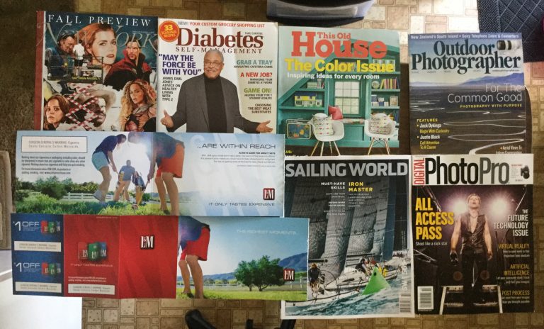 📬 8-25-2016 Free mail 🗽 New York 🍧Diabetes Self-Management 🏠This Old House 📸 Outdoor Photographer 🚬 L&M cigarette coupons⛴ Sailing World 🎥 Digital PhotoPro 📚