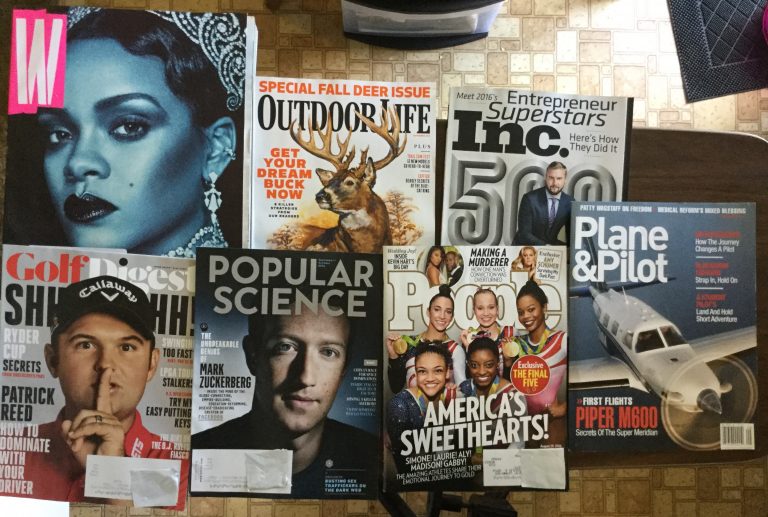 📬8-19-2016 Free mail 👙 W 🐂 Outdoor Life 🎩 Inc. ⛳️ Golf Digest 🚀Popular Science 👩‍👩‍👦‍👦People 🛩 Plane & Pilot 📚