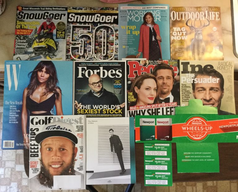 📬 9-26-2016 Free mail ☃ Snow Goer Oct-Nov 💆🏻 Working Mother 🐲 Outdoor Life 👙 W 💰 Forbes 💏 People 🕵🏻 Inc. 🏌 ⛳️ Golf Digest 👔 The Nature of Men 🚬 Newport coupons 📚
