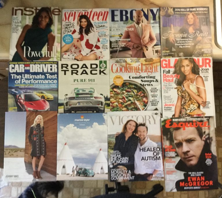 📬 9-12-2016 Free mail 👙 InStyle 👩🏼 Seventeen 🕵🏻 Ebony 🎸 GuitarPlayer 🚗 Car and Driver 🏎 Road & Track 🍳 Cooking Light 💆🏻 Glamour 👗 Johnny Was 👔 Marine Layer 👼🏻 Believer’s Voice of VICTORY 👮🏻 Esquire 📚