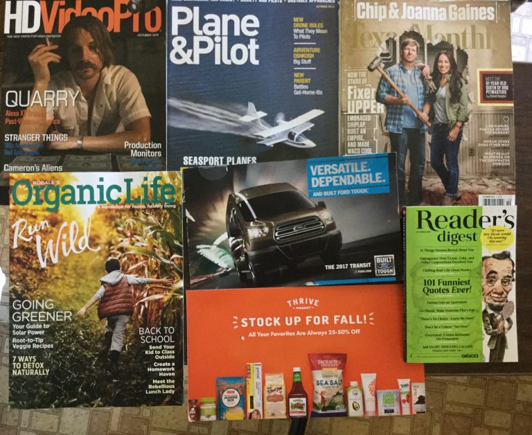📬 9-21-2016 Free mail 🎥 HDVideoPro 🚁 Plane & Pilot ⚒ Chip & Joanna Gaines 🌽 The 2017 Transit buyers guide from Ford 🍒 Thrive Market offer 📕 Reader’s digest 📚