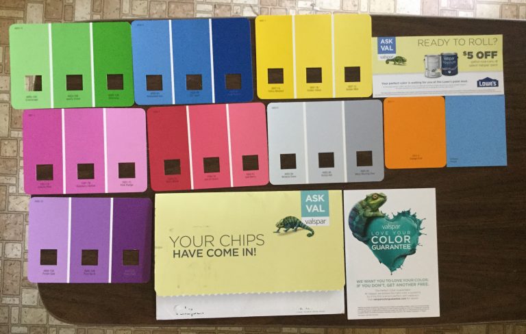 Free Valspar Paint Chip samples and $5 off coupon