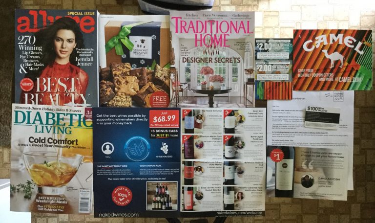 📬 10-25-2016 Free mail 👙Allure 🍪 Vermont Brownie Company 🏡Traditional Home 🚬🐪Camel coupons 🍧Diabetic Living 🍾 Naked Wines $100 wine 🍷 Voucher 💰