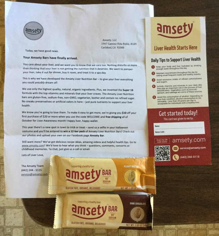 Free Amsety dark chocolate & Peanut butter bars