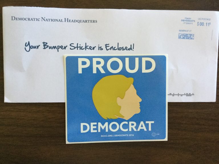 Free PROUD DEMOCRAT dccc.org sticker