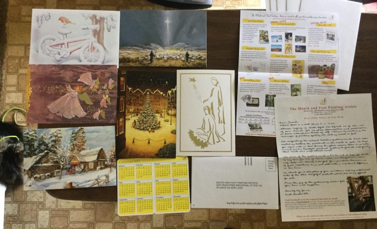 📬Thank you very much Mouth and Foot Painting Artist 🎨For our 📩 Christmas cards & envelopes and 2017 Desk calendar 📅