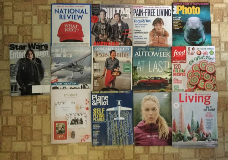 📬 11-25-2016 Free mail ⛑ National Review 🎸 Guitar World 🌎 💉 Pain-Free Living 📸 Digital Photo 📽 Entertainment weekly ✈️ Sporty’s Pilot Shop 🍳 Texas Monthly 🚗 AutoWeek 🍣 Food Network 🎡 Minted 🛬 Plane&Pilot 👣New Balance 🎄 Martha Stewart Living :)