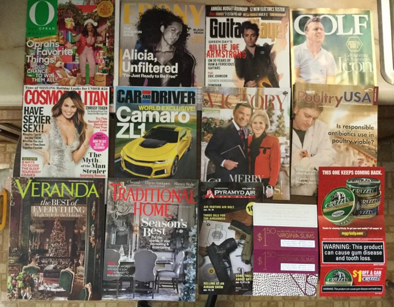 📬 11-07-2016 💇🏾 OPRAH 👸🏻 Ebony 🎸 Guitar Player ⛳️ Golf 👙 Cosmopolitan 🏎 Car and Driver 💒 Believers Voice of Victory 🐓 WATT Poultry USA 🎄Veranda 🏡Traditional Home 🔫 Pyramyd Air 🚬 Virginia Slim and Grizzly coupons 💸 🌟