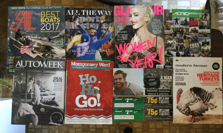 📬 11-10-2016 Free mail ⛵️ Sail ⚾️ Sports Illustrated 🙍🏼 Glamour 🏍 AETRO Stich 🚒 Autoweek 🎄Montgomery Ward 🚬 Newport and Grizzly coupons 🛰 Modern Farmer 🚧 ⛽️