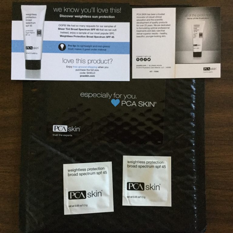Free spf 45 PCA skin care samples