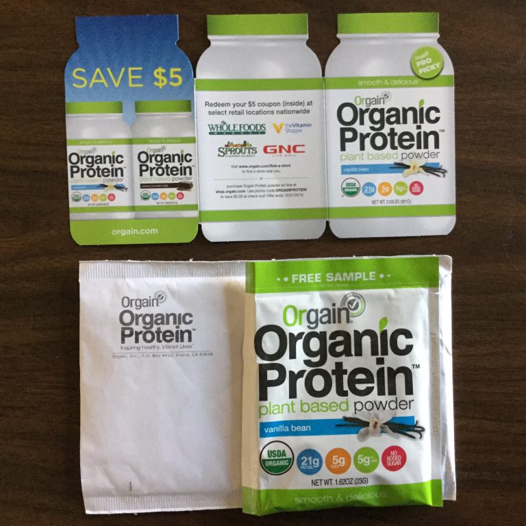 Free Orgain Organic Protein Vanilla bean protein powder
