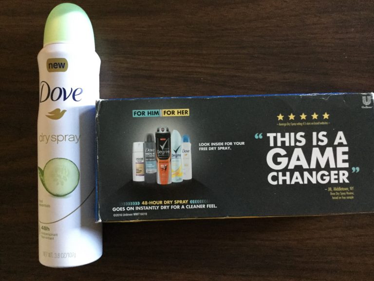 Free Dove dry spray cool essentials sample